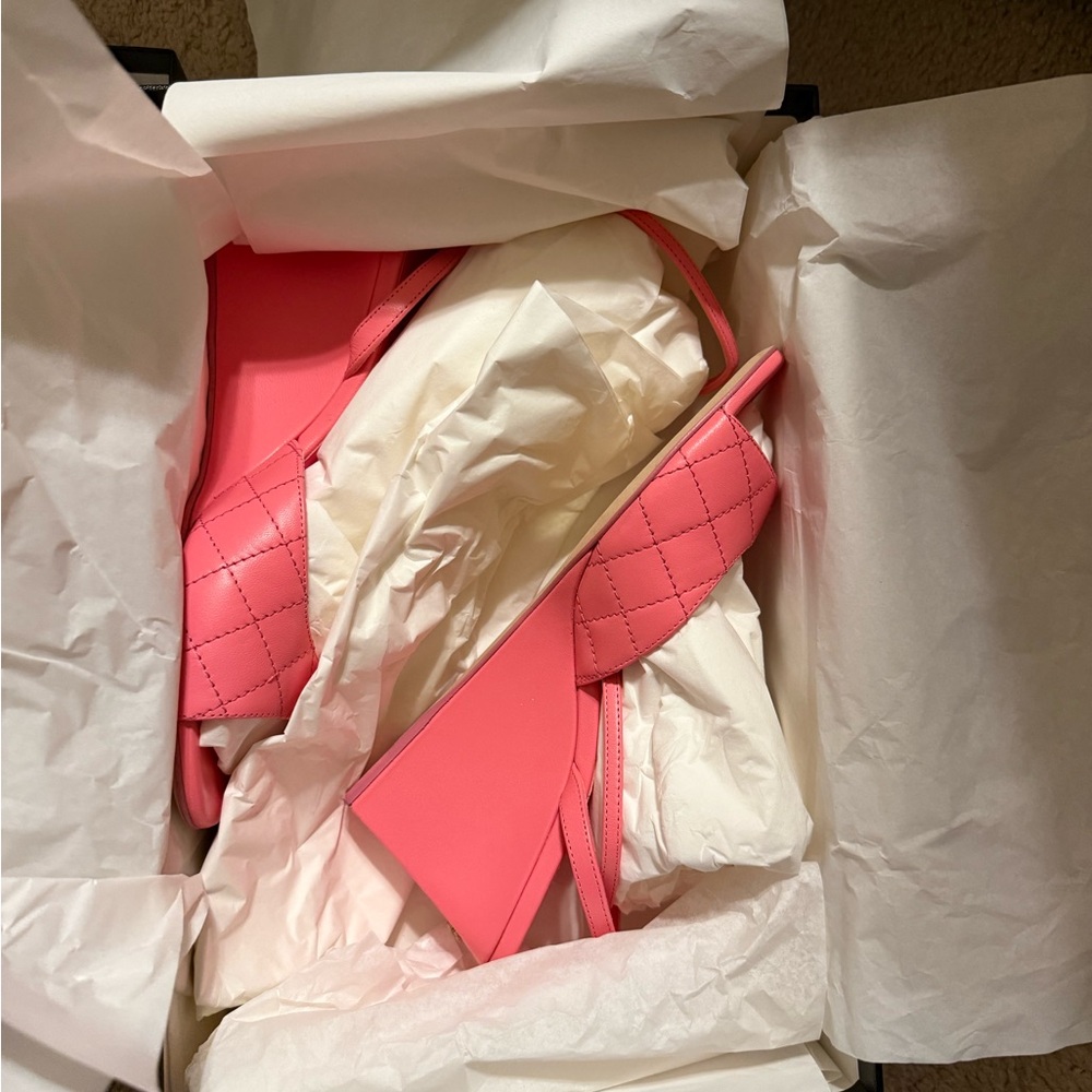 Chanel lambskin in Pinkish coral Quilted Sandals